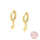 Earrings S925 Sterling Silver Ear Buckle INS Minimalist Round Beads Beaded Hoop Dangle Lightning Earrings