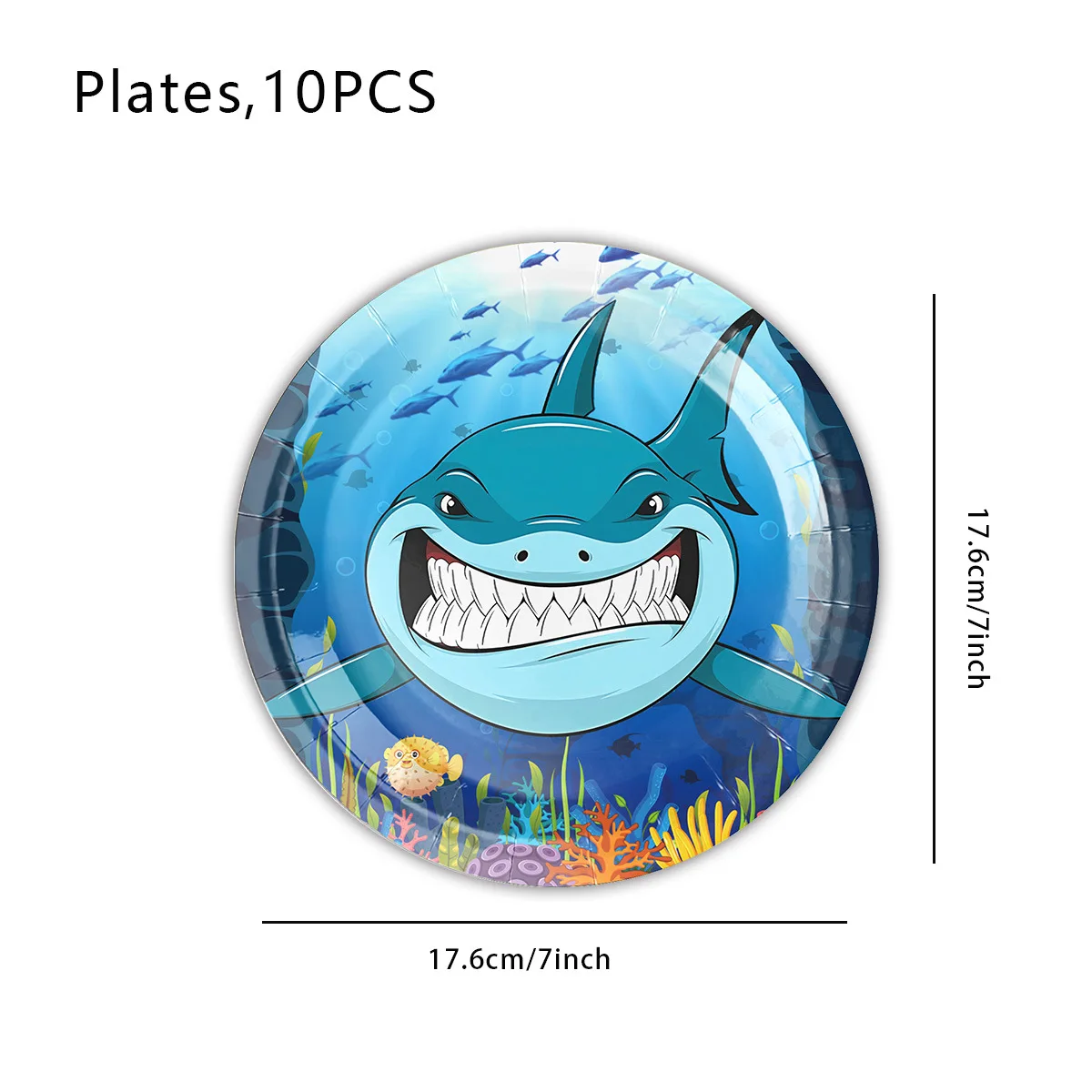 Blue Shark Theme Birthday Party Tableware Set Disposable Party Decorations Disposable Paper Plates And Cups