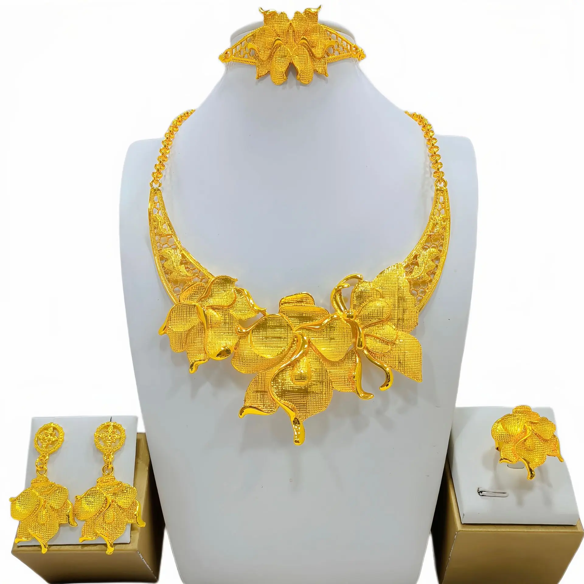 Dubai K Gold Plated Jewelry Sets Wedding African Necklace And