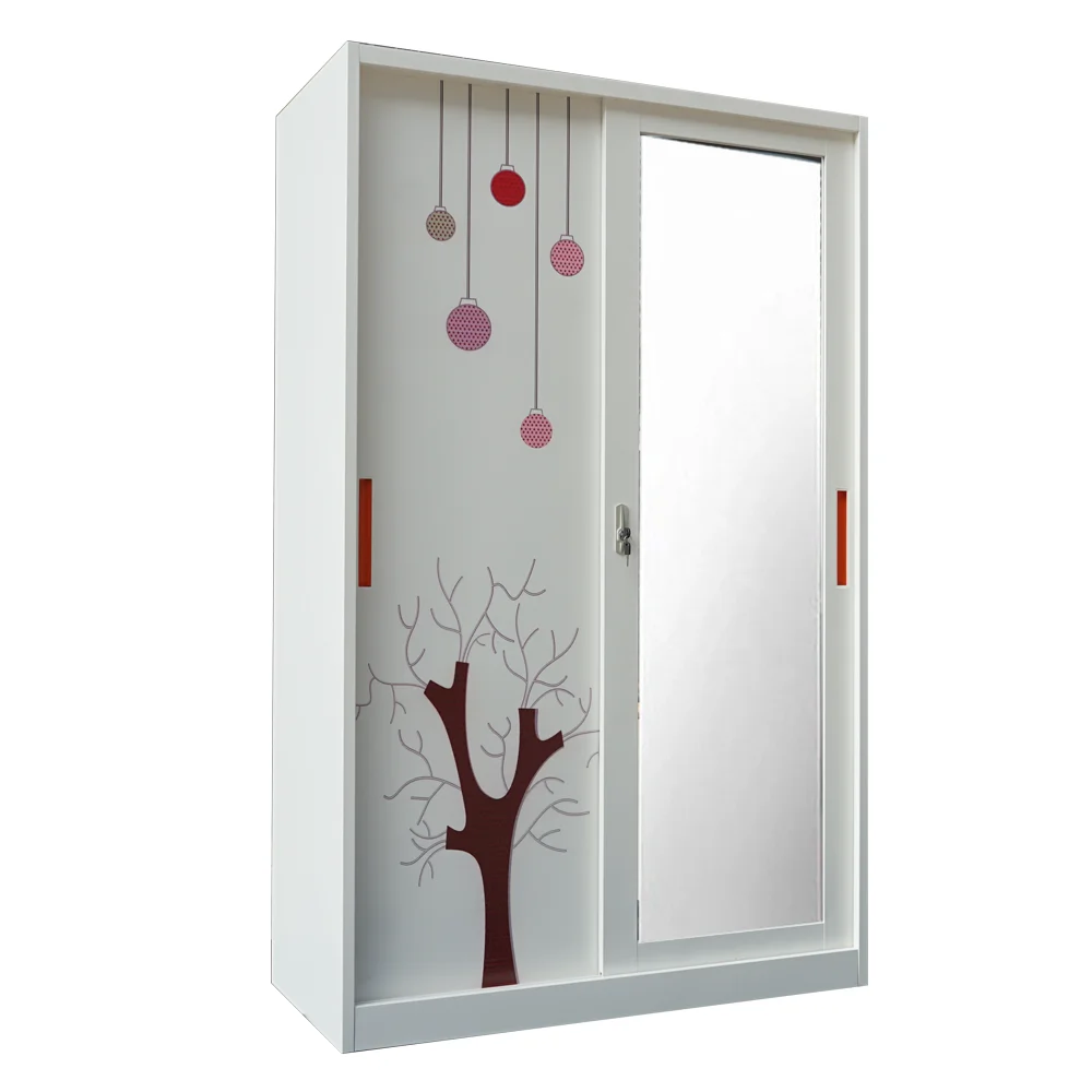 2024 New Promotion  Girl Bedroom Storage Painted Armoire Mirror Sliding Door Wardrobe Closet