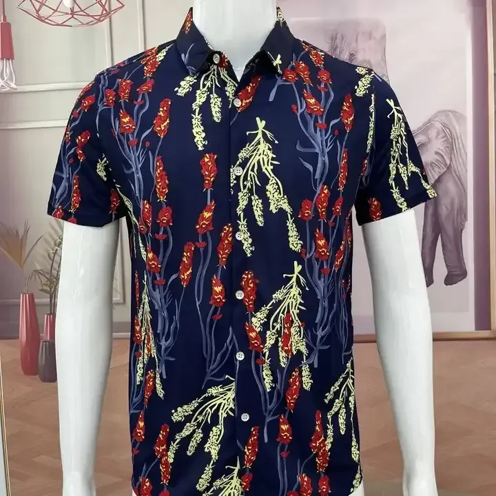 Wholesale high quality Aloha Digital Printed Hawaiian Shirts for men Fashion Beach Summer Shirts Short sleeve shirts for men