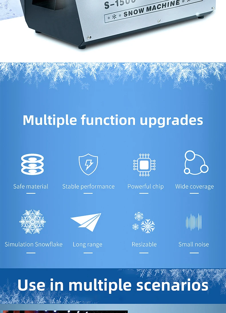 SHTX Small Artificial Snow Making Machine for Stage Christmas Day Party Events Wedding Outdoor 1500W Snowflake Machine Indoor