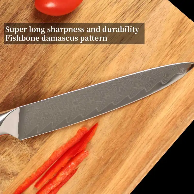 Kitchen Utility Knife 5 Inch Damascus Steel Chef Knife Japanese VG10 Steel 67-Layer Abalone Handle Damascus Utility Knife