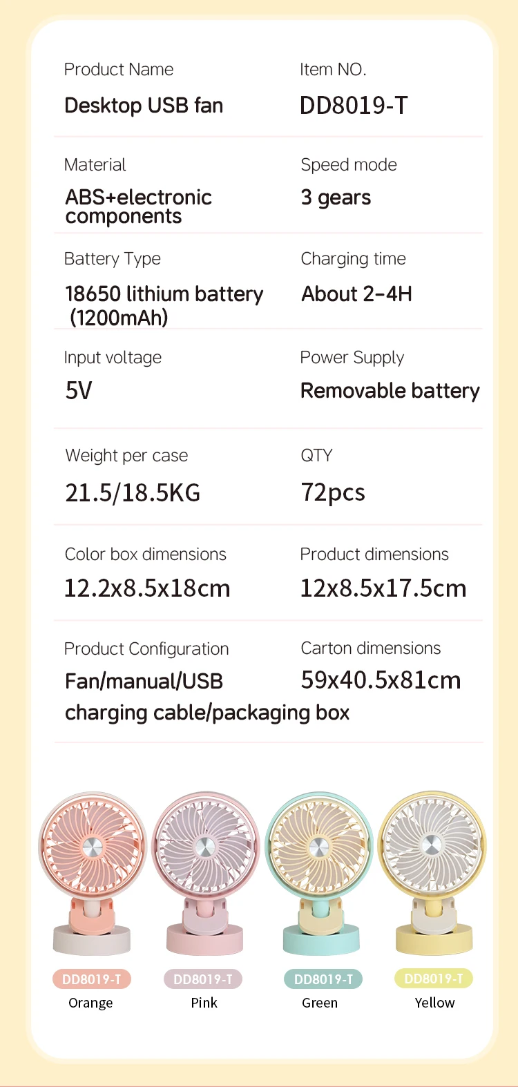 Usb Charging Clip Fan, DD8019T, Portable - detail 28