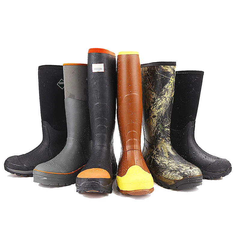 Long Natural Rubber Boots for Farming Fishing Knee High Rain Boots 