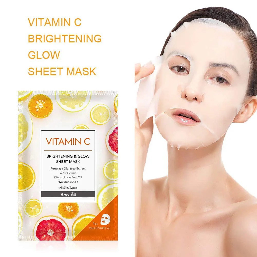Wholesale Private Label Korean Natural Organic Face Skin Care Korea Beauty Vitamic C Facial Moisturizing Hydrating Sheet Mask