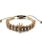 2021 New Micro Inlaid Zircon Leather Tube Crown Stainless Steel Bracelet 4 Piece Bracelet Set For Men