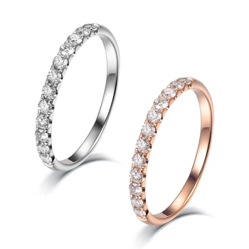 SKA Wholesale Price Jewellery With Rose Gold 18k Round Cut Diamond Half Eternity Ring for Women
