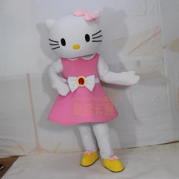 MOQ 1PCS Pink Kit Cat Mascot Costume Plush EVA Green Animal Anime Style Adults Halloween Christmas Parties Includes Helmet