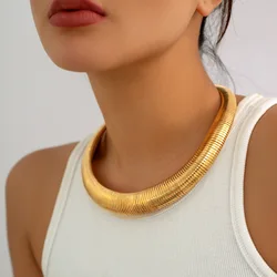 Ins hot sale gold plated exaggerate snake chain choker necklace for women