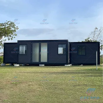 Luxury 20ft Prefabricated houses with kitchen bathroom black shipping container house with one bedroom hotel
