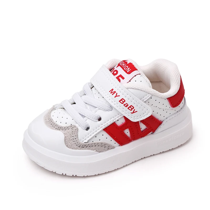 New Arrival Soft PU Leather Sport White Toddler Kids Baby Casual Shoes 2023 supplier