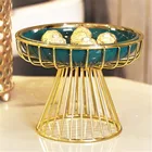 Tray High Quality Geometry Fruit Decorative Tray Metal Ceramic Circular Tray