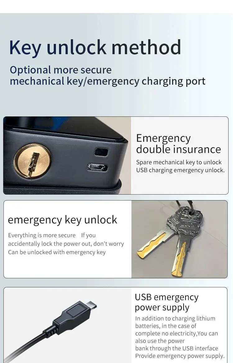 Qleung S819 Aluminium Door Fingerprint WiFi Enabled Tuya TTlock With Password Key Card dla domu 9