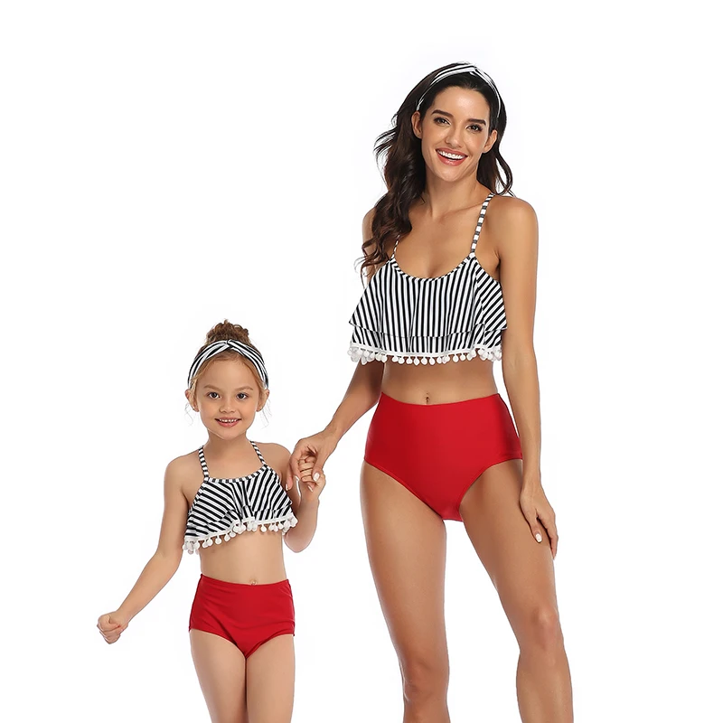 red and white striped bathing suit