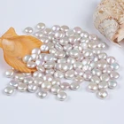 Pearl Half Hole 13-14mm AAA White Coin Shape Natural Freshwater Pearl For Jewelry Making