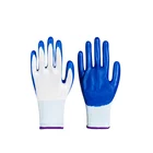 Gloves AIBUSISO Custom Hot Sale Anti-skid Breathable Durable White And Blue Nitrile Work Gloves