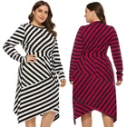 Clothing Women Clothing Long Sleeve Oversize Dress Cotton Stripe Plus Size Hot Dress