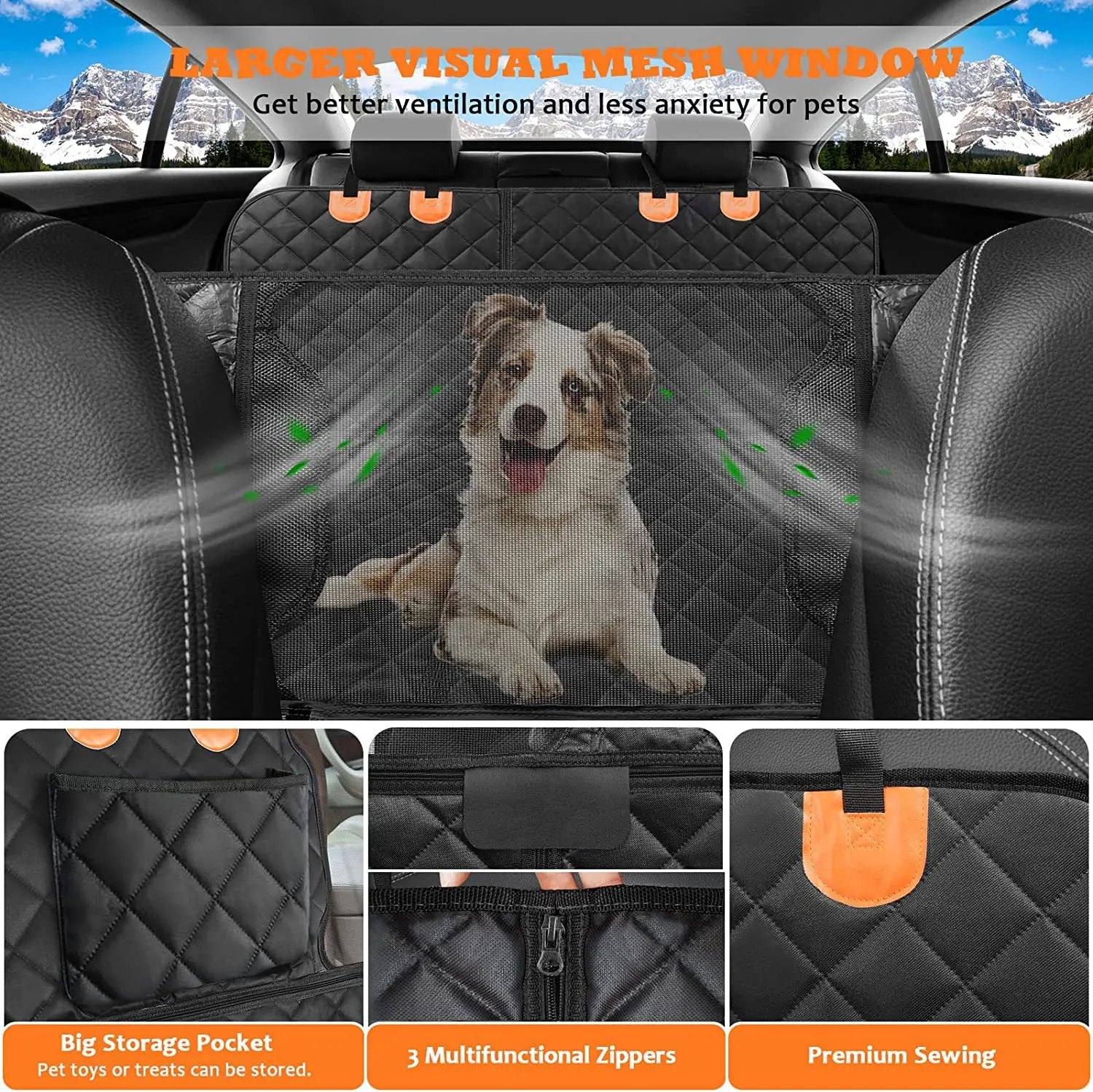 product 4 in 1 quilting pets car cover oxford dog car seat cover waterproof pet travel mat pet car sear cover-57