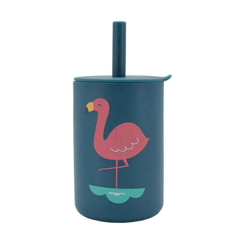 Silicone Anti-Fall Straight Straw Cup with Leak-Proof Design Training Drinkware for Baby's Outdoor Activities and Tours supplier