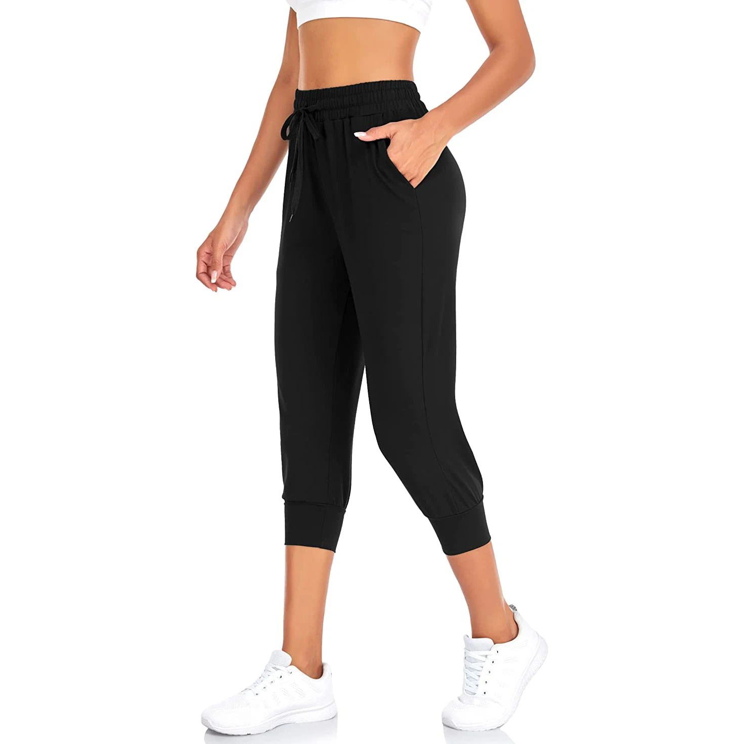Custom Ladies Sportswear Women Pants Fitness Joggers with Pocket Casual Capri Joggers for Women Sweatpants