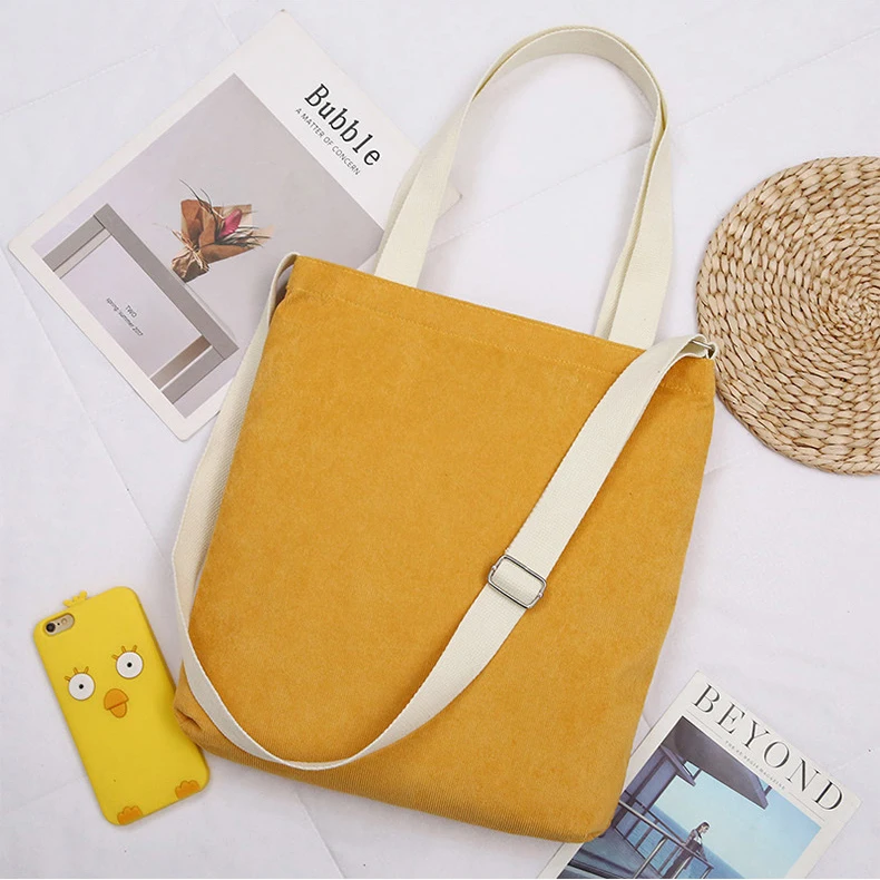 Corduroy Tote Sling Bag Custom Pocket Inside Women Corduroy Crossbody Bag With Zipper factory