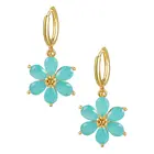 Gold Earrings Earrings 2021 Summer New Style Brass 18K Gold Color Zircon Flower Earrings Wholesale Spot