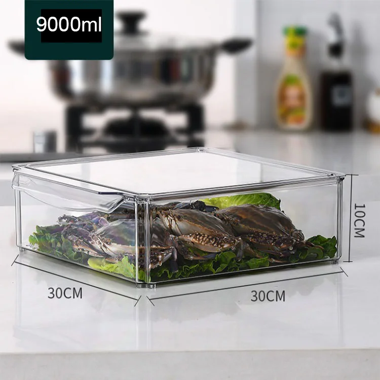 10 Pcs/Set Refrigerator Freezers Clear Plastic Food Storage Organizer Bin Kitchen Pantry Organizer Container