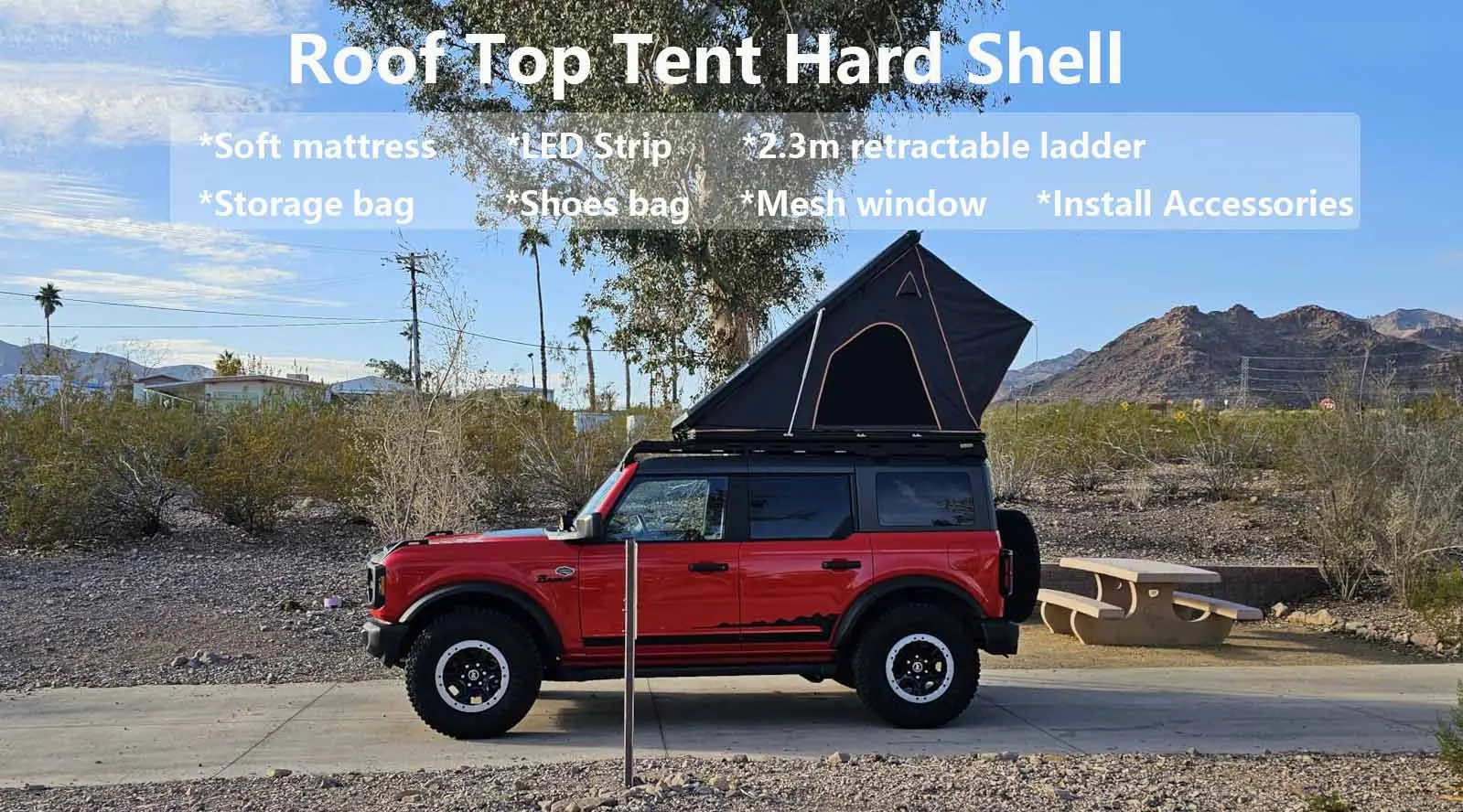 3-4 Person Hard Shell Roof Top Tent with 320G Oxford Cloth and 210x132x150cm Open Size for SUV Rooftop Camping