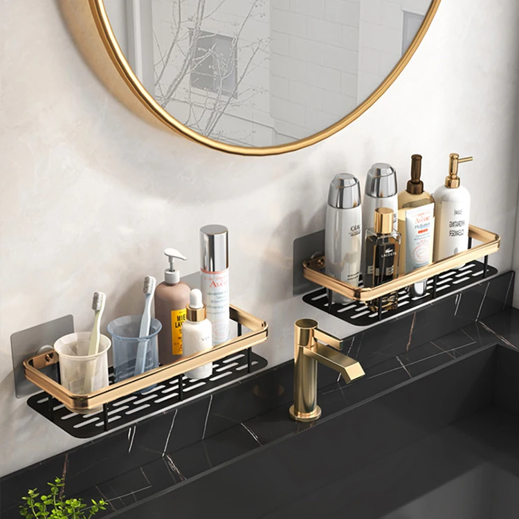 Hanging Float Luxury Kitchen Adhesive Bath Bathroom Storage Organizer Float Shelf Towel Rack