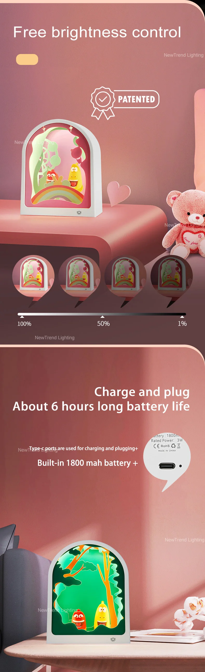 p3031ta lovely child baby kids room bedroom larva lamp decoration dimming rechargeable led night light table lamp desk lamp-1