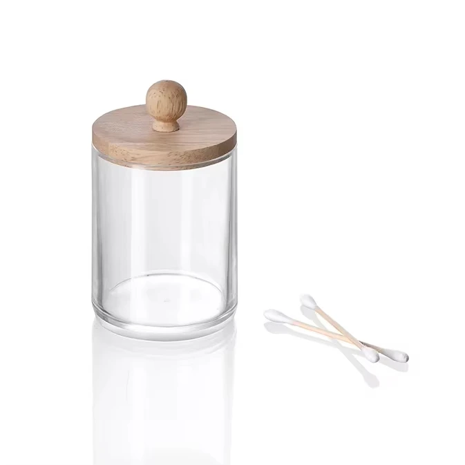 High Quality Plastic Cotton Swab Ball Pad Holder Desk Organizer Clear Acrylic Makeup Organizer With Lid