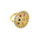 Bridal Set 2021 Colourful Luxury Gold Plated ZC Bridal Wedding Bracelet Ring Necklace Earrings Jewelry Set