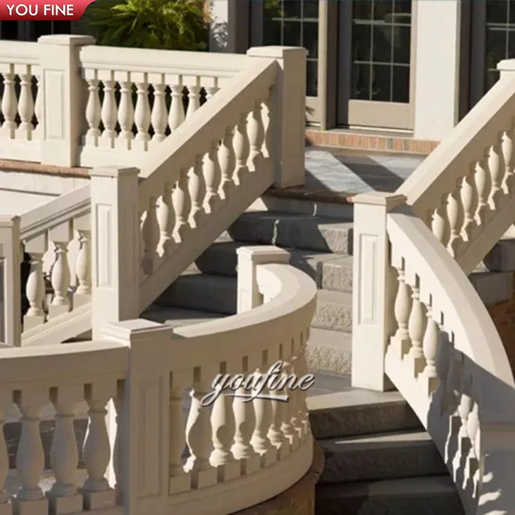 Villa Hotel Decoration Custom Design Granite Stair Railing Balustrades Marble Stone Fence Handrail