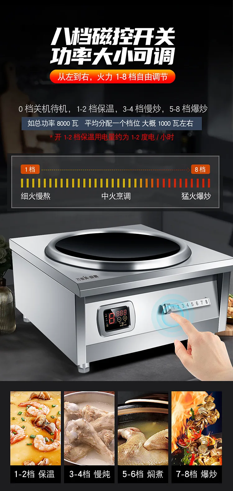 6000w Commercial Induction Cooker 220v Concave Stir Fry Restaurant Hotel Canteen 380v High Power 2062