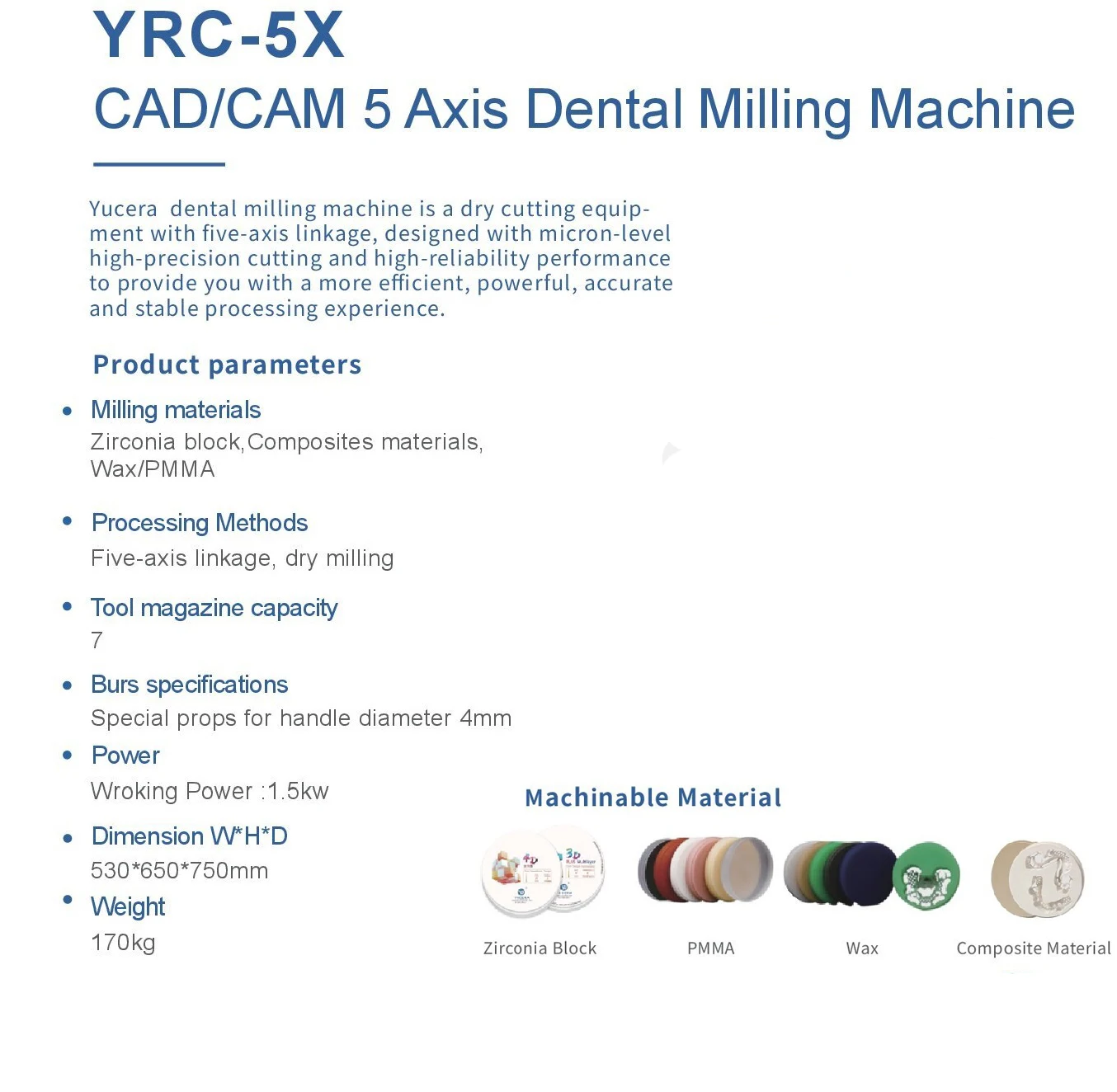 Factory Lowest Price CAD CAM 5 Axis Dry Milling Dental Milling Machine Chairside Milling for Zirconia,PMMA,WAX