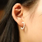 Shell Hoop Chris April In Stock 925 Sterling Silver Gold Plated Minimalist Shell Pearls Hoop Earring