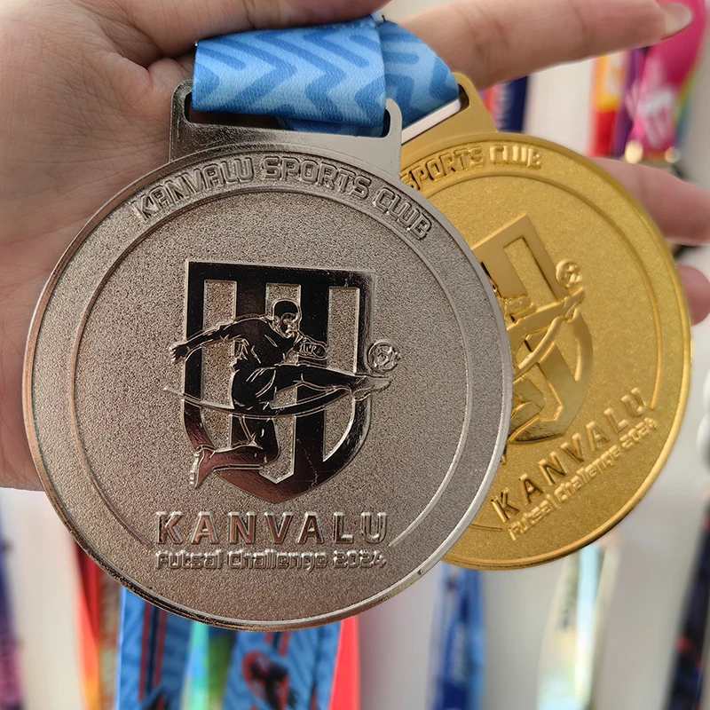 Factory Custom Gold Sport Medals Custom Award Cheap Football Volleyball Medal With Ribbon details