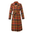 Coat LONG Blended Wool Good Quality Thick Winter Women Jacquard Check Trench Coat