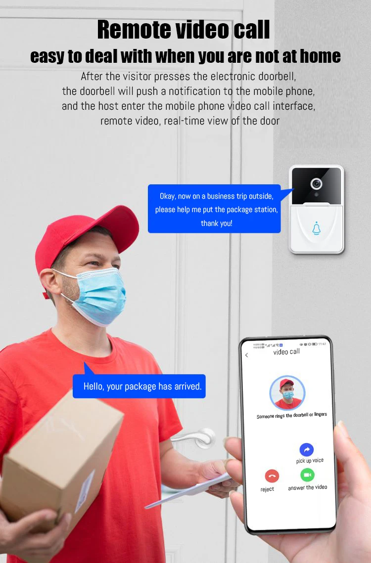 Wireless Door Bell With Camera And Wifi Video Doorbell 1080p Tuya