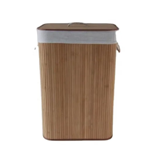 Bamboo Laundry Hamper 100L Dirty Clothes Storage Basket with Lid Liner and Handles