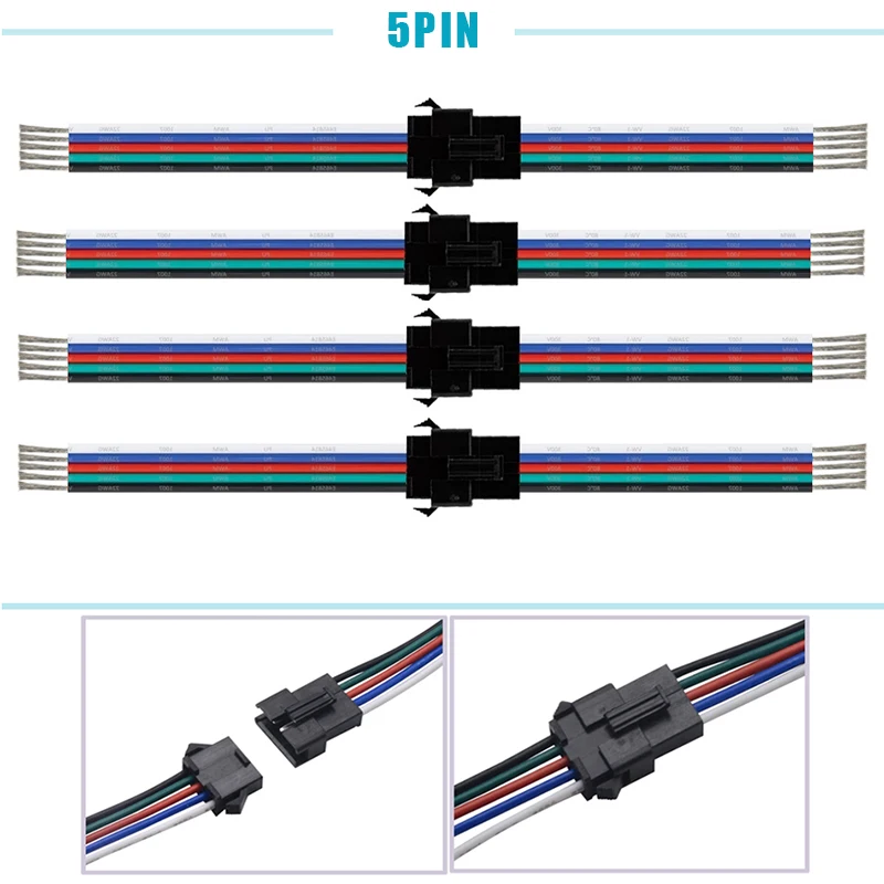 定制彩色jst Sm 2 3 4 5 6针rgb公母连接器插头电缆发光二极管线束 Buy 定制彩色jst Sm 2 3 4 5 6pin