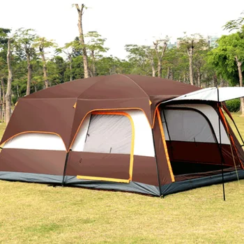 Factory sale 5-8 person Luxury Large Dome Family Waterproof Folding two rooms Outdoor Camping Tent