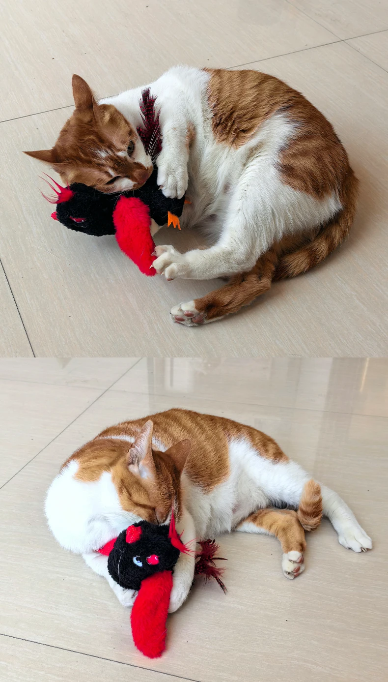 HOT Red Bird Cat Toys Touch Activated Flapping Wings Sparrow Interactive Smart Cat Toys USB Pet Products supplier