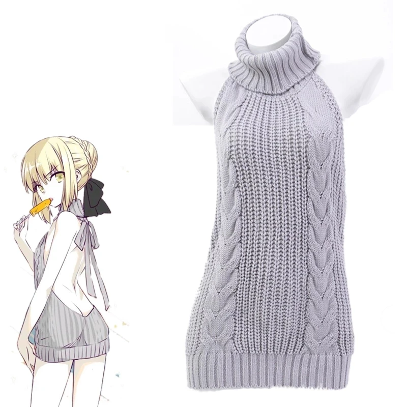 Japanese Anime Halter Sweater Dress Swimsuit Costume Fashion Backless  Sleeveless Turtleneck Pullover Knit Sweater Cosplay Dress - Buy Sweater  Dress,Swimsuit,Turtleneck Pullover Product on Alibaba.com