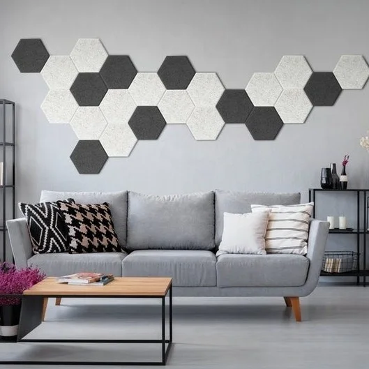 Hexagon Acoustic Panels Soundproof Wall Panels Self-Adhesive Sound Absorbing Panel for Walls Ceiling Studio