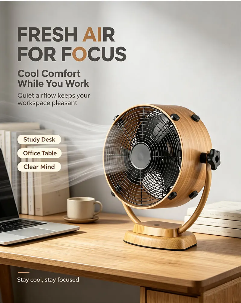 Metal Table Clock Fan, Portable, 40 - detail 4