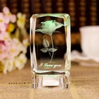 Gifts 2021 Valentine Day Flower Rose 3d Laser Engraving Led Light Stand Wedding Favor New Design Crystal Gifts
