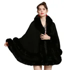 Cape With Big Size Fur Decoration Cashmere Cape Fashion Lady Party Shawl With Large Faux Fur Trim