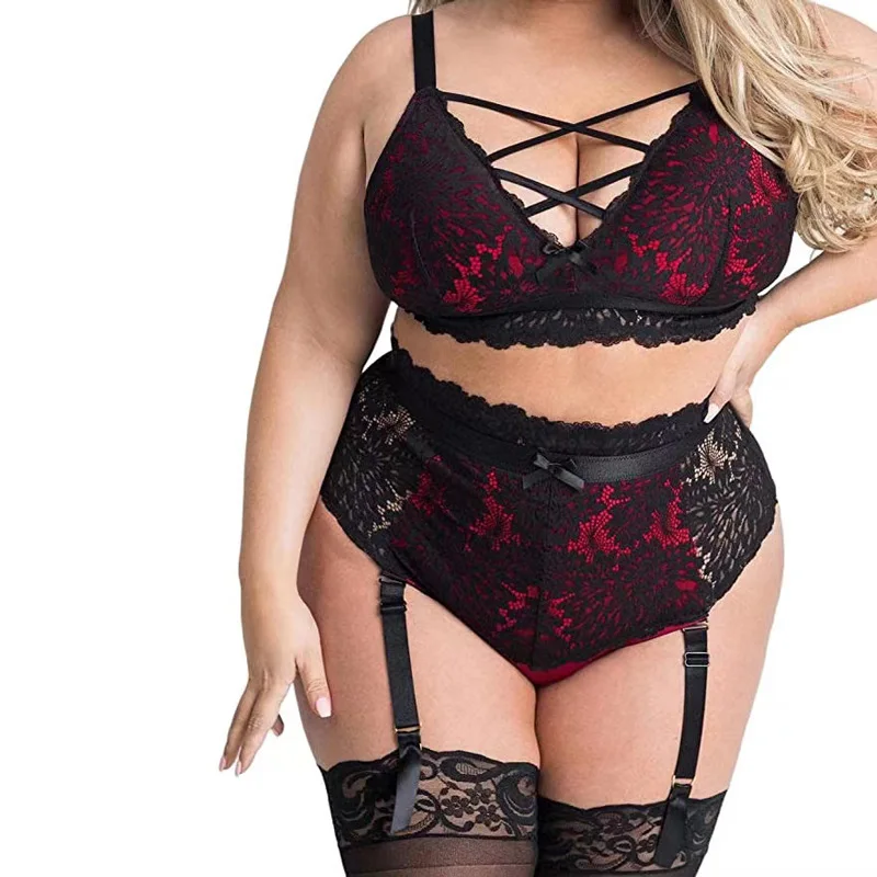 Women Sexy Lingerie Plus Size Lace Sleepwear Dress Transparent Open